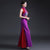 Sleevless Floral Embroidery Full Length Cheongsam Chinese Prom Dress