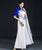 Half Sleeve Floral Embroidery Mermaid Chinese Prom Dress with Cloak