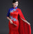 Vestido de fiesta chino de sirena con bordado floral de media manga con capa