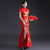 Vestido de fiesta chino cheongsam con manga casquillo bordado de dragón