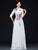 Floral Embroidery Half Sleeve Cheongsam Top Chinese Prom Dress