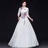 Floral Embroidery Half Sleeve Cheongsam Top Chinese Prom Dress