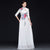 Floral Embroidery Half Sleeve Cheongsam Top Chinese Prom Dress