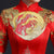 Abito da ballo cinese cheongsam a sirena con applicazioni di Phoenix e pizzo floreale