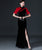 Ruffle Sleeve Open Front Mermaid Cheongsam Velvet Chinese Prom Dress