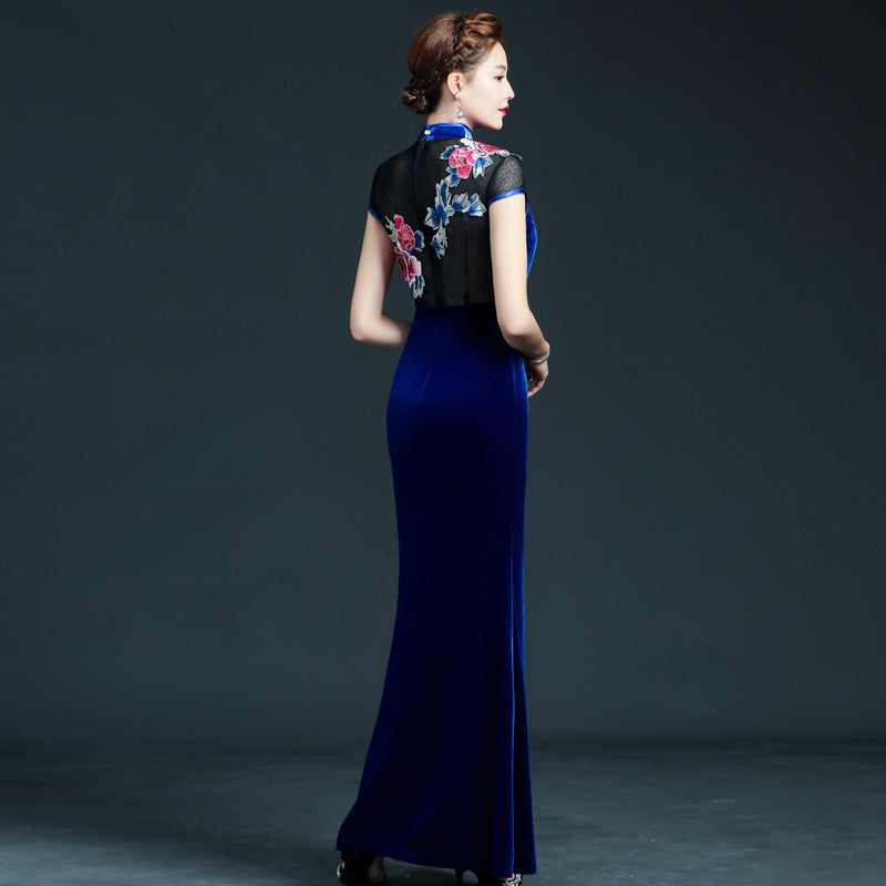 chinese prom dress sites Sequin Velvet Long Qipao