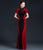 Short Sleeve Mermaid Cheongsam Velvet Chinese Prom Dress with Sequins