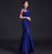 Floral Appliques Lace Neck Mermaid Chinese Prom Dress with Tassels