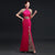 Floral Lace Stitching Mermaid Chinese Prom Dress with Tassel