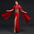 Apliques florales sirena vestido de fiesta chino con mangas onduladas