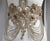 Robe de bal chinoise sirène à appliques florales avec manches bouffantes