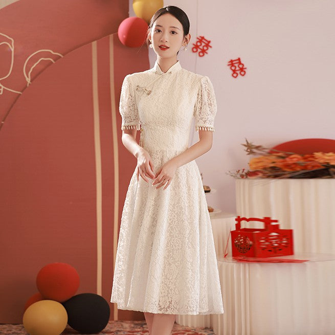 asian lace dress Asian wedding dress - Oseana - M / US8 / EU38 / UK12 / (Bust 36, Waist 29.5 Inch)