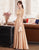 Vestido de fiesta chino de sirena con brocado y apliques florales con borlas de lentejuelas
