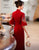 Phoenix & Floral Embroidery Trumpet Sleeve Cheongsam Top Chinese Prom Dress