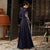 Phoenix & Floral Embroidery Trumpet Sleeve Cheongsam Top Long Chinese Prom Dress