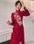 Phoenix & Floral Embroidery Long Sleeve Cheongsam Top Chinese Prom Dress