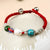 Wax String with Pearl Jade Turquoise Beads Bracelet