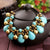 Handmade Turquoise Beads Wax String Retro Bracelet