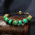 Bracelet chaîne en cire de pierres turquoises fait à la main