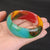 Bracelet jonc en jade tricolore pour femmes Tang