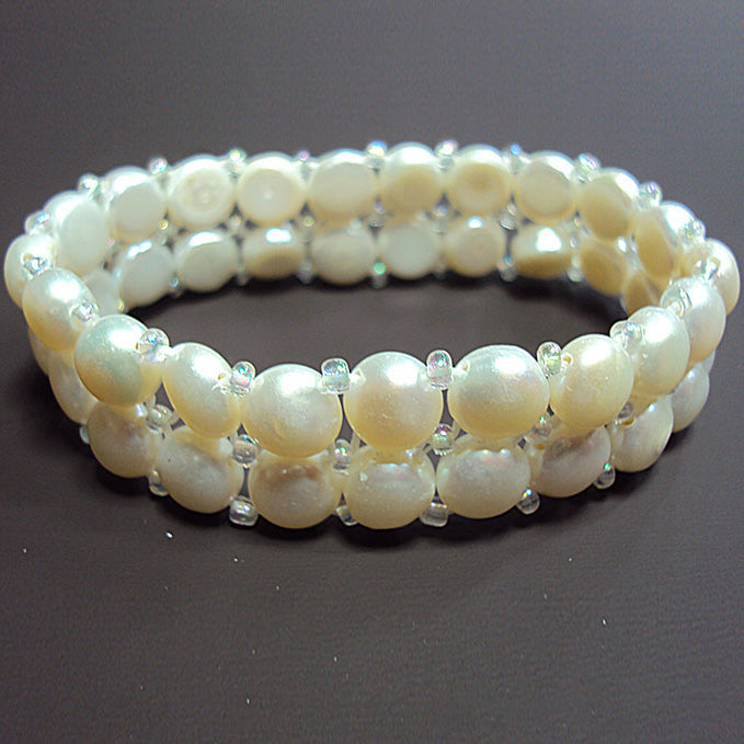 Double Strand Genuine Fresh Water Pearls Bracelet