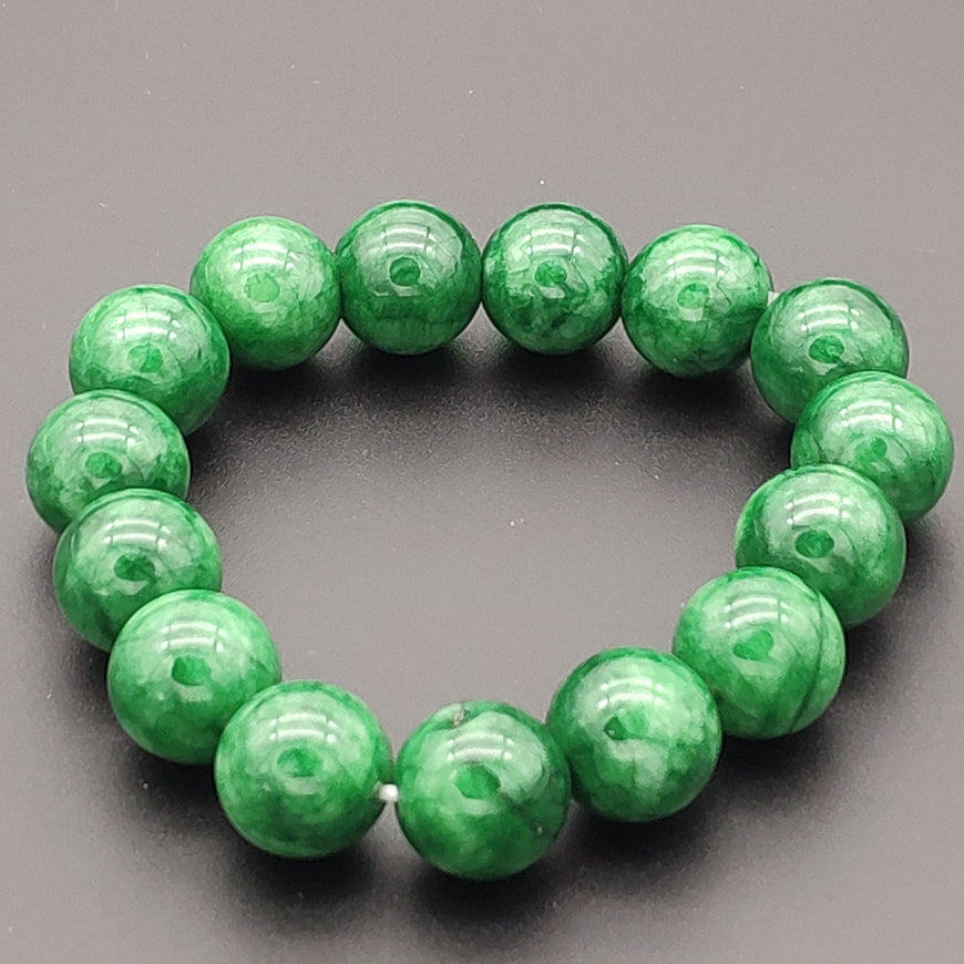Genuine Green Jade Beads Stretch Bracelet