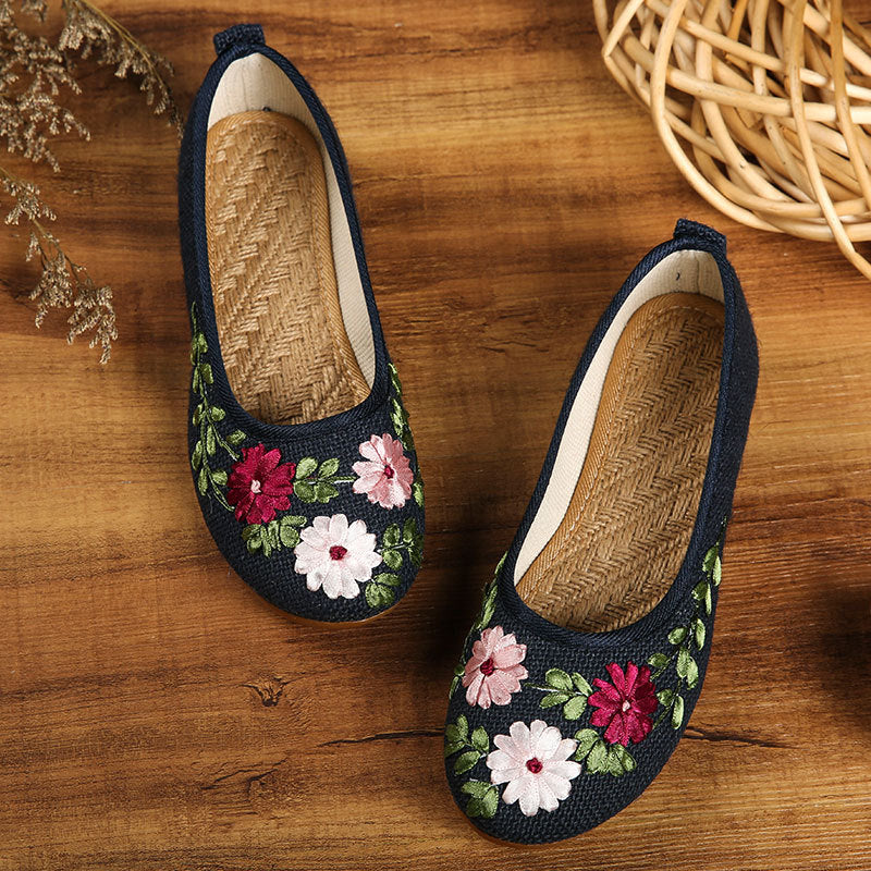 Traditional Chinese Floral Embroidery Shoes Linen Shoes – IDREAMMART