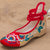 Zapatos de tacón de cuña con bordado floral chino tradicional