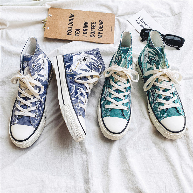 Traditional Chinese Style Floral Canvas Shoes High Shoes Sneaker