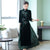 Long Sleeve Cheongsam Top Retro Floral Velvet Ao Dai Dress