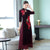 Keyhole Neck Cheongsam Top Retro Floral Velvet Ao Dai Dress