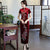 Keyhole Neck Full Length Floral Appliques Velvet Cheongsam Evening Dress