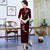 3/4 Sleeve Floral Sequins Thick Velvet Cheongsam Evening Dress