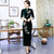 3/4 Sleeve Floral Sequins Thick Velvet Cheongsam Evening Dress