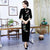 3/4 Sleeve Floral Sequins Thick Velvet Cheongsam Evening Dress