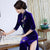 3/4 Sleeve Floral Sequins Thick Velvet Cheongsam Evening Dress