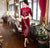 Floral Embroidery Full Length Velvet Cheongsam Mother Dress