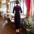 Floral Embroidery Full Length Velvet Cheongsam Mother Dress