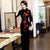 Floral Embroidery Tea Length Thick Velvet Cheongsam Mother Dress