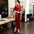 Full Length Velvet Cheongsam Mother Dress with Handmade Floral Sequins