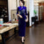 Full Length Velvet Cheongsam Mother Dress with Handmade Floral Sequins