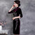 Floral Sequins Knee Length Thick Velvet Cheongsam Mother Dress