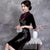 Floral Sequins Knee Length Thick Velvet Cheongsam Mother Dress