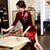 Half Sleeve Floral Sequins Full Length Thick Velvet Cheongsam Mother Dress