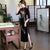 Half Sleeve Floral Sequins Full Length Velvet Cheongsam Evening Dress