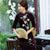 Half Sleeve Floral Sequins Mandarin Collar Velvet Cheongsam Evening Dress