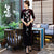 Half Sleeve Floral Sequins Mandarin Collar Velvet Cheongsam Evening Dress