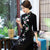 Half Sleeve Floral Sequins Mandarin Collar Velvet Cheongsam Evening Dress
