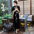 Half Sleeve Floral Sequins Mandarin Collar Velvet Cheongsam Evening Dress