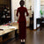 Illusion Neck Velvet Cheongsam Evening Dress with Sequins